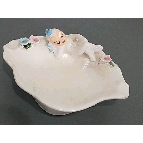 VtG LEFTON elf pixie opalescent Lusterware Candy dish/ash tray/trinket # 786 - Picture 1 of 7
